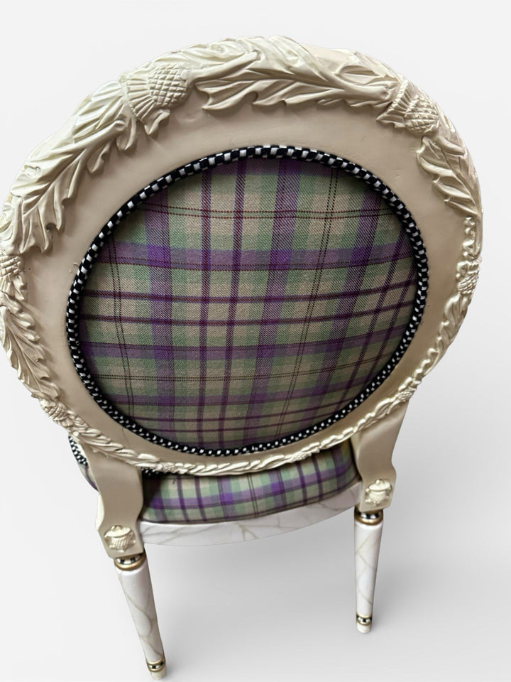 MacKenzie Childs Hand Carved Light Thistle Chair- Retired Read