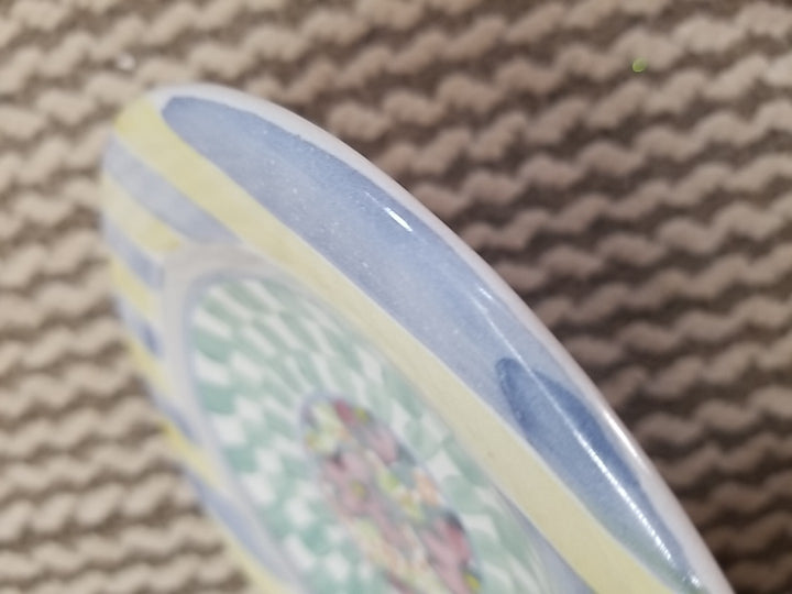 Mackenzie Childs Taylor Myrtle Bread Plate 7.25" Hand-Painted Ceramic 1993
