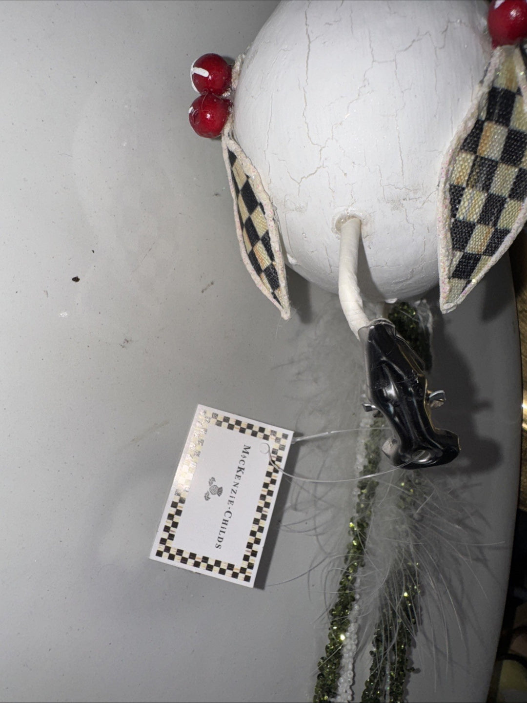 MACKENZIE CHILDS Courtly Check Bird  Clip  6” Tail 16” " Long- New Open Box