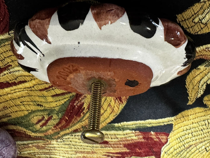 MacKenzie Childs  Ribbed Majolica Cabinet Pulls 1 Knob- Brown, Black And Purple