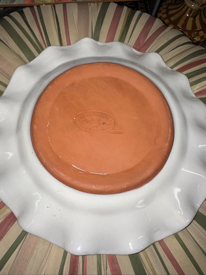 MacKenzie Childs Taylor Cottage Rose  Dinner Plate Fluted 11" Excellent 1996