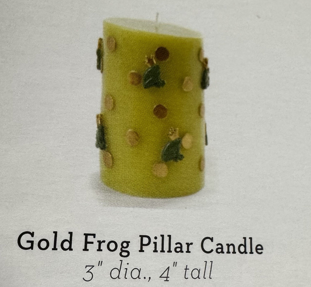 MacKENZIE CHILDS Gold Frog Pillar 4" PILLAR CANDLE  WAX Retired