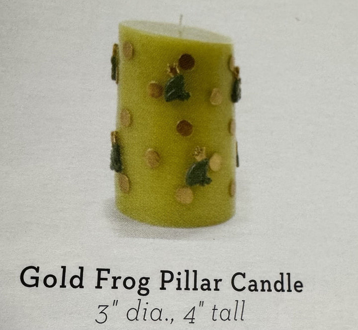 MacKENZIE CHILDS Gold Frog Pillar 4" PILLAR CANDLE  WAX Retired