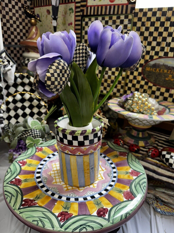 MACKENZIE CHILDS PICCADILLY CERAMIC UTENSIL HOLDER  RETIRED- Hand Painted