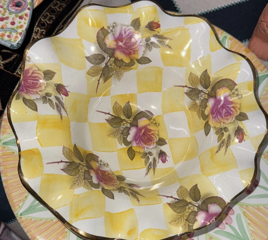 Mackenzie Childs Yellow Lemon CurdHoneymoon  Fluted  Breakfast bowl 8.5” Ceramic