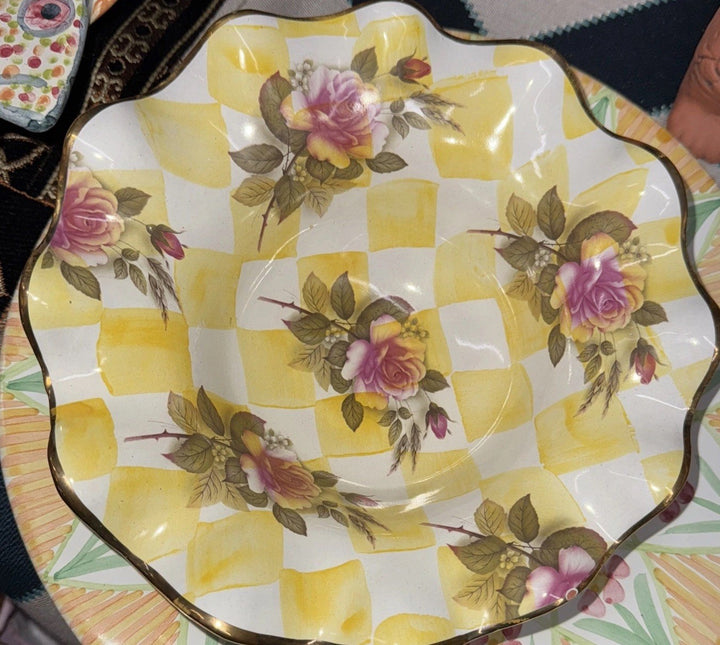 Mackenzie Childs Yellow Lemon CurdHoneymoon  Fluted  Breakfast bowl 8.5” Ceramic