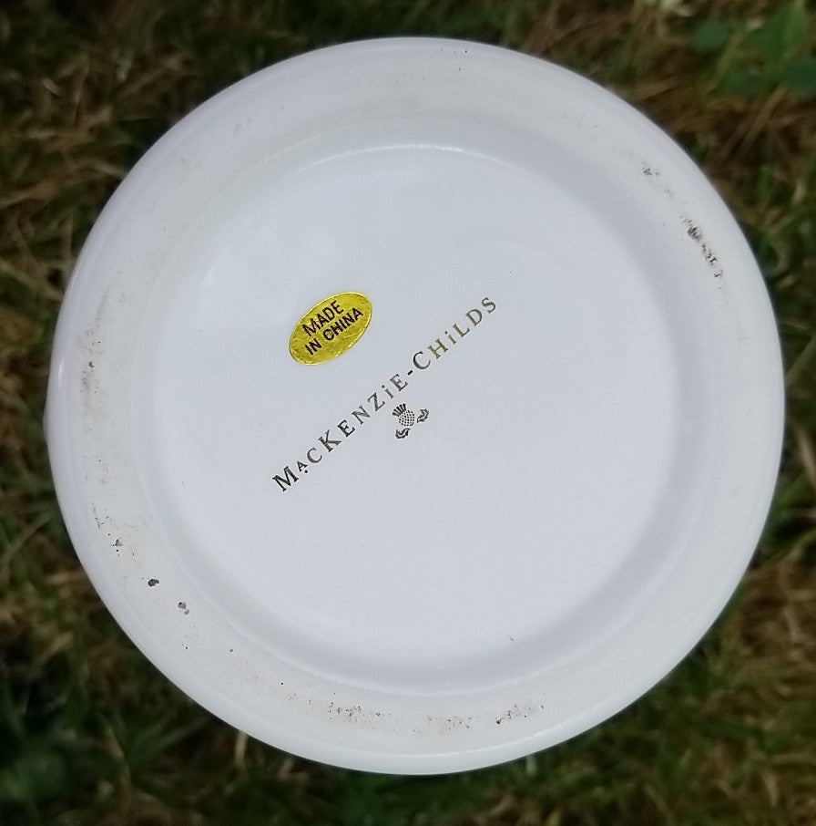 MacKenzie Childs Courtly Check Short Heart Vase, 10 oz,. New!