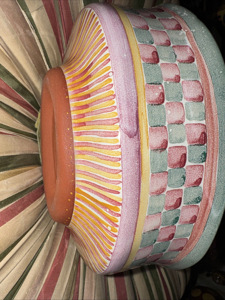 MacKenzie Childs Taylor Cottage Rose  Dinner Plate Fluted 11" Excellent 1996