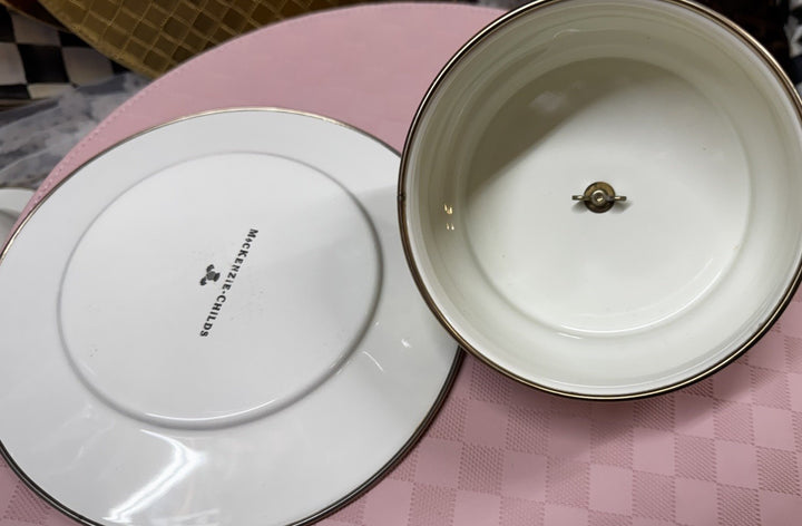 MacKenzie-Childs Bathing Hut Plate & Buttercup Dome Lid- Great Condition