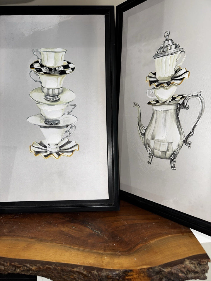 Mackenzie Childs 17.5" Tall Tea Pot Giclee on Canvas- 10.8” Wide Retired Courtly