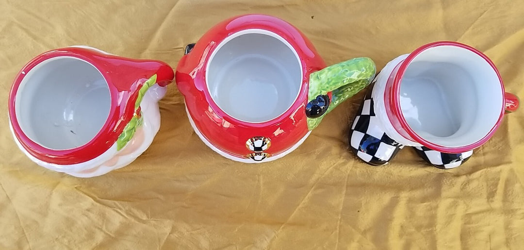 MACKENZIE CHILDS Granny Kitsch Santa Tower SET OF THREE - New