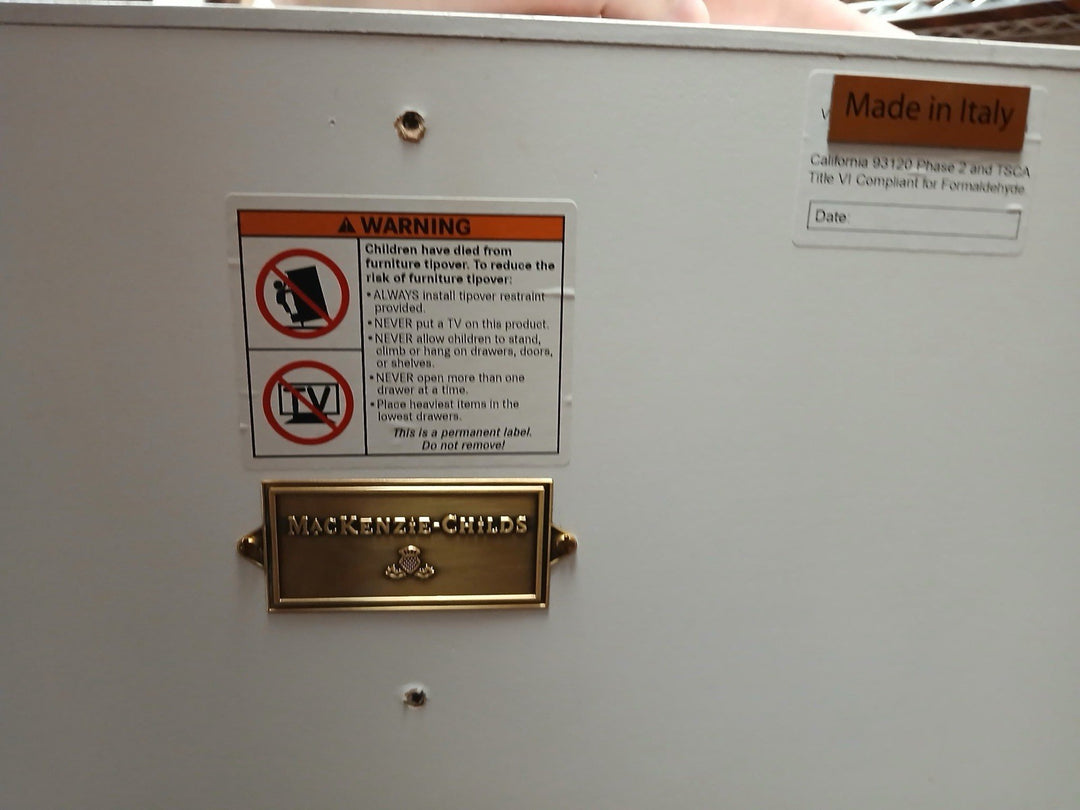 Mackenzie Childs White Flower Market Small Wood Cabinet