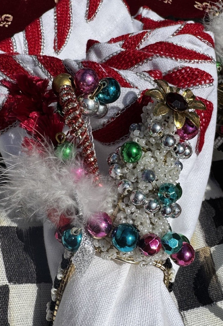 Mackenzie Childs Granny Kitsch Set Of 6 Napkin Ring New