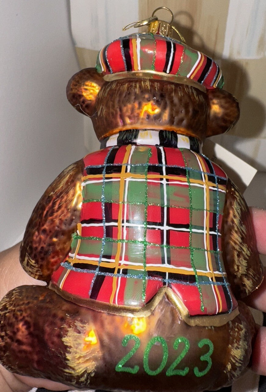 Mackenzie Tartastic Bear Ornament Glass Childs 2023 Collectible New In Box