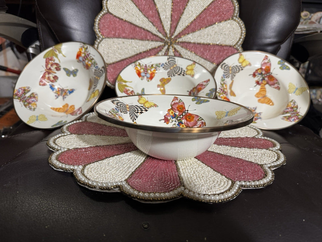 MacKenzie Childs Butterfly Garden Breakfast Bowl, 8” - Retired
