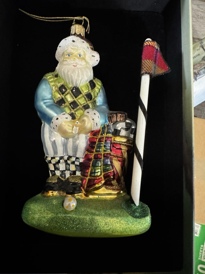 MACKENZIE CHILDS Ornament - SAINT ANDREWS SANTA Golf Glass Retired