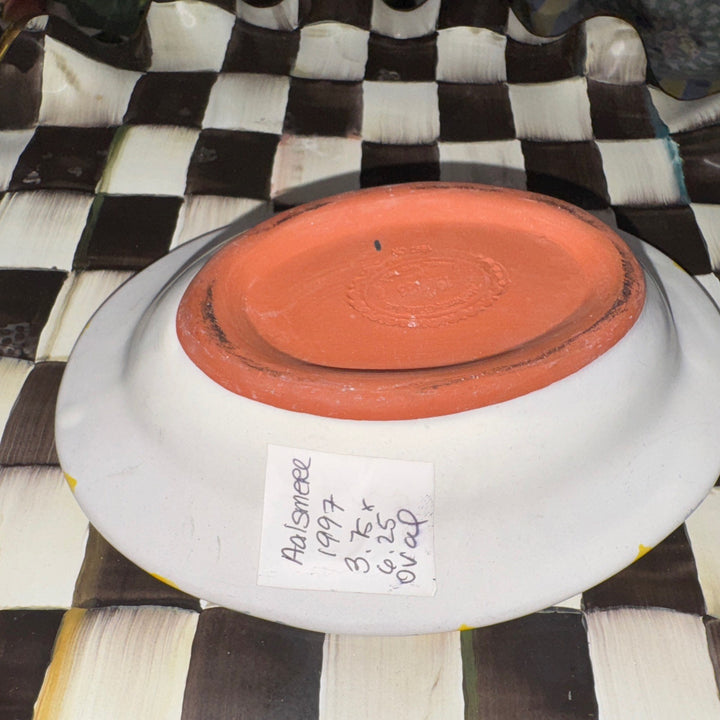 MacKenzie Childs Taylor Aalsmere  Small Oval Trinket Soap Dish 6.25" Ceramic