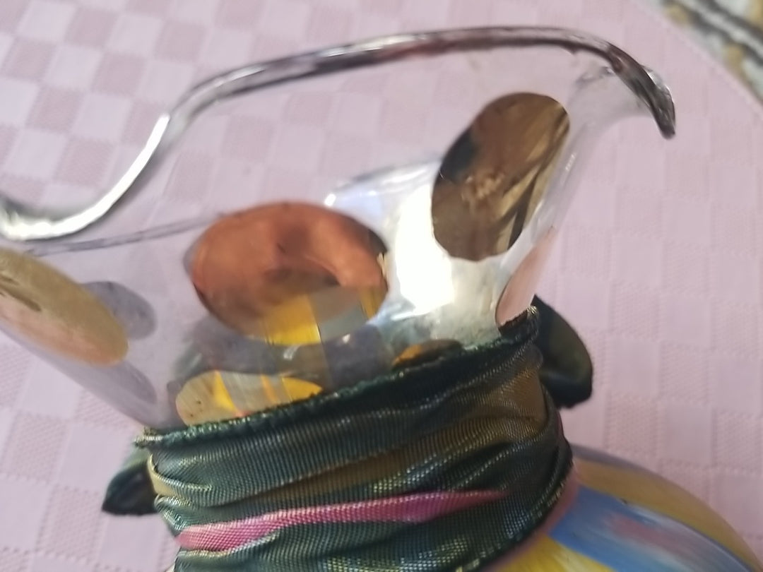 Mackenzie-Childs Heirloom Circus Fluted Glass Flower Vase 5.9"- Retired