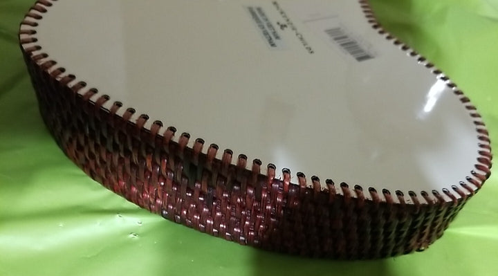 Mackenzie Childs STERLING Check Enamel Rattan Heart Serving Tray 9" New