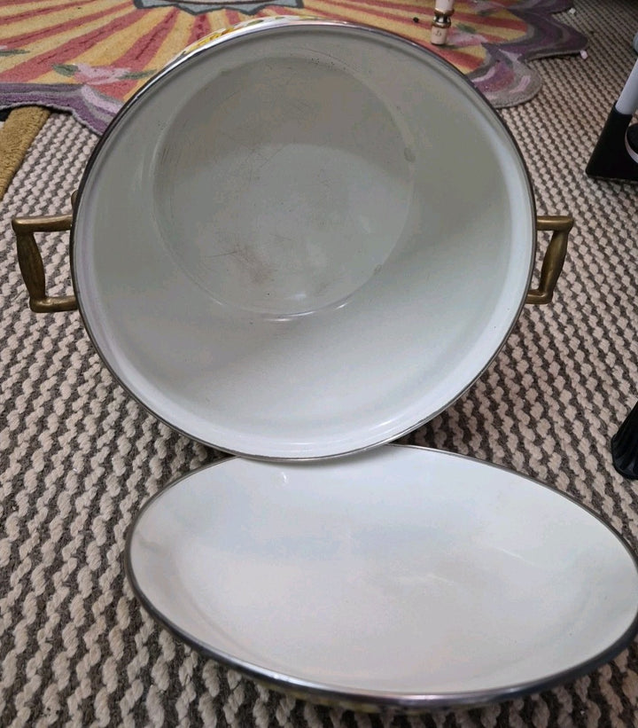 MacKenzie Childs Buttercup Pattern 8 Quart Large Stock Pot Vintage