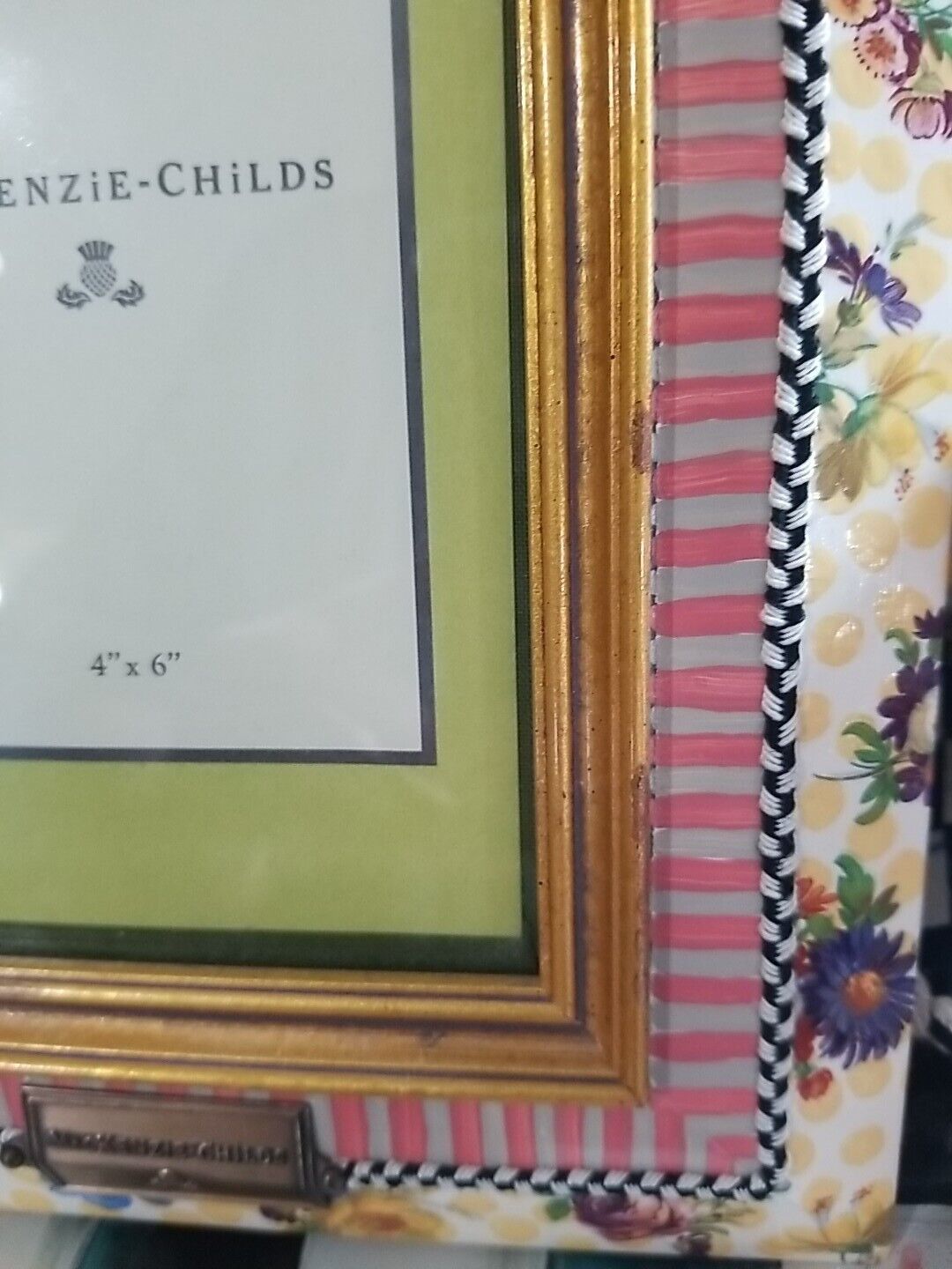 MACKENZIE CHILDS Picture Frame Buttercup Hand Painted 4x6 photo in 9x7 Vintage