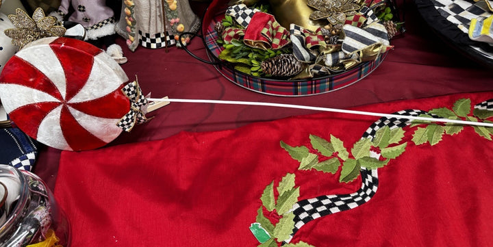 MacKENZIE CHILDS 32” CHRISTMAS PEPPERMINT SWIRL CAPIZ PICK BNWT