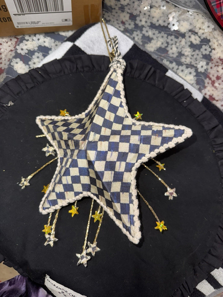 MacKenzie Childs Cozy Christmas Patchwork Star Ornament- Material 9”