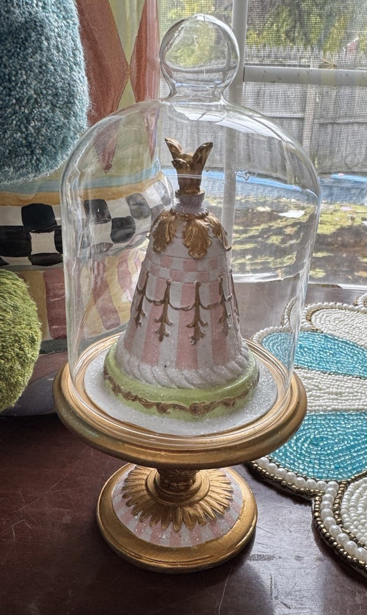 MacKenzie Childs Pastel Confections Petite Cake Cloche Rosy Cake 7.5” Tall