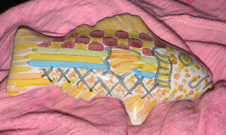 Mackenzie Childs  Yellow/ Orange/ Pink Green   Right Facing Fish Knob Pull-B