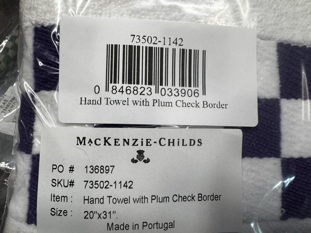 Mackenzie Childs Courtly Stripe black white cotton Hand Towel 19"x31" NEW w tags