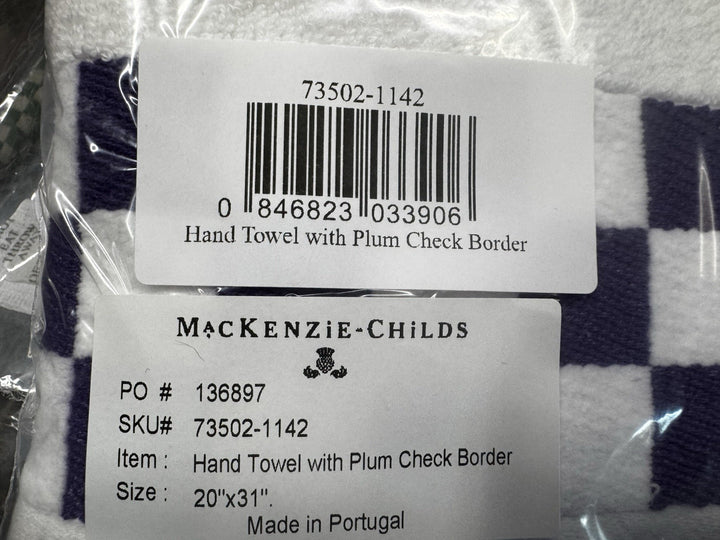Mackenzie Childs Courtly Stripe black white cotton Hand Towel 19"x31" NEW w tags