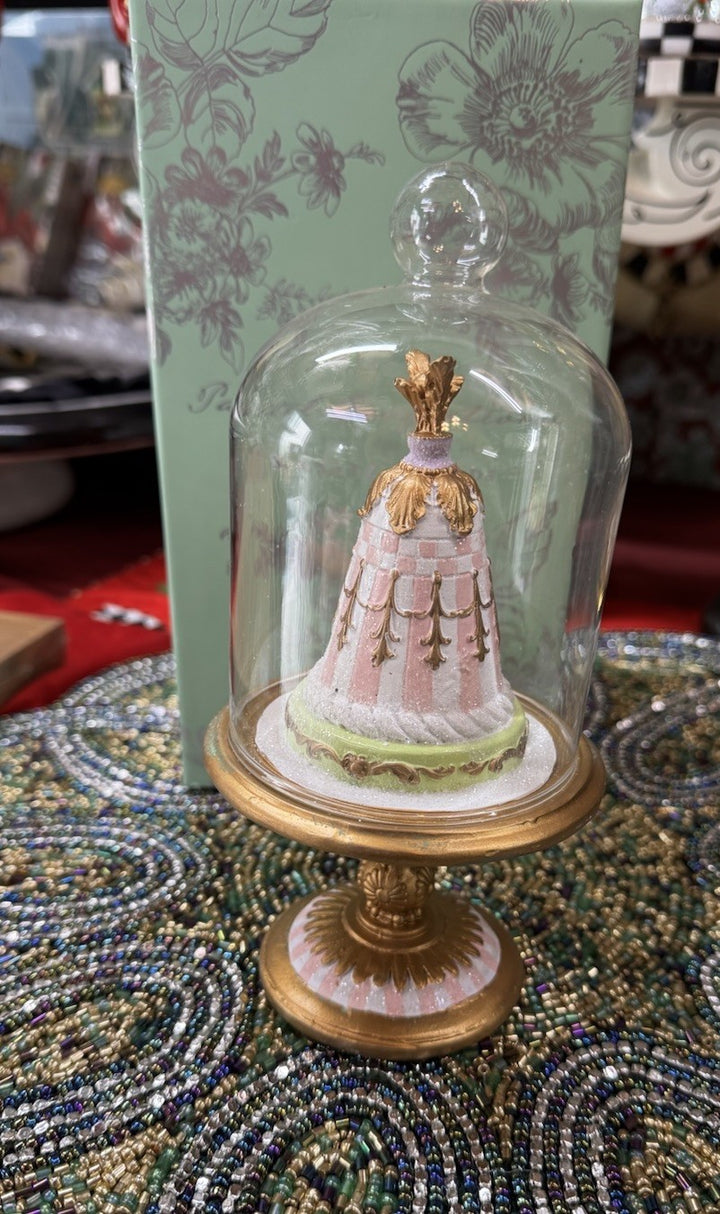 MacKenzie Childs Pastel Confections Petite Cake Cloche Rosy Cake 7.5” Tall