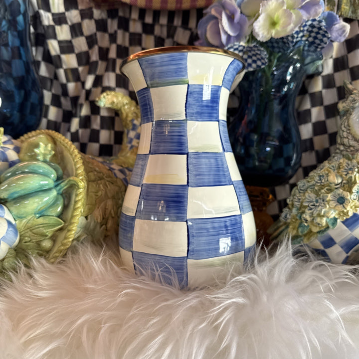 MACKENZIE CHILDS Enamel ROYAL CHECK TALL VASE New