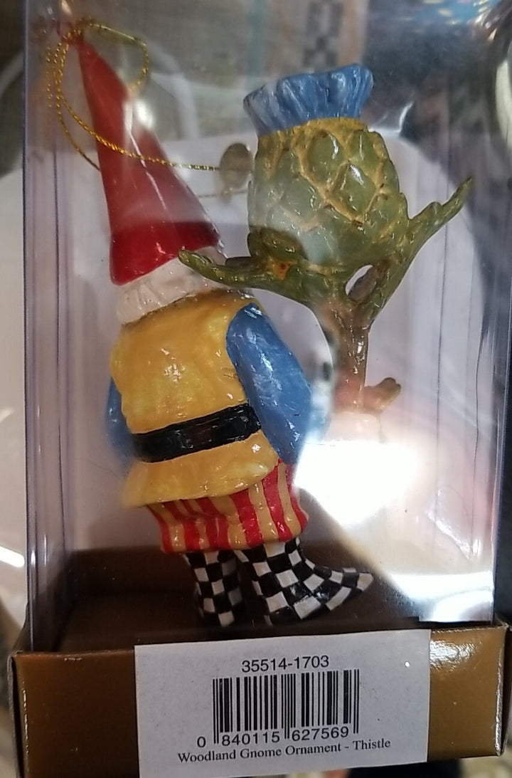 Mackenzie~Childs Woodland Gnome with Thistle NEW  Resin Ornament