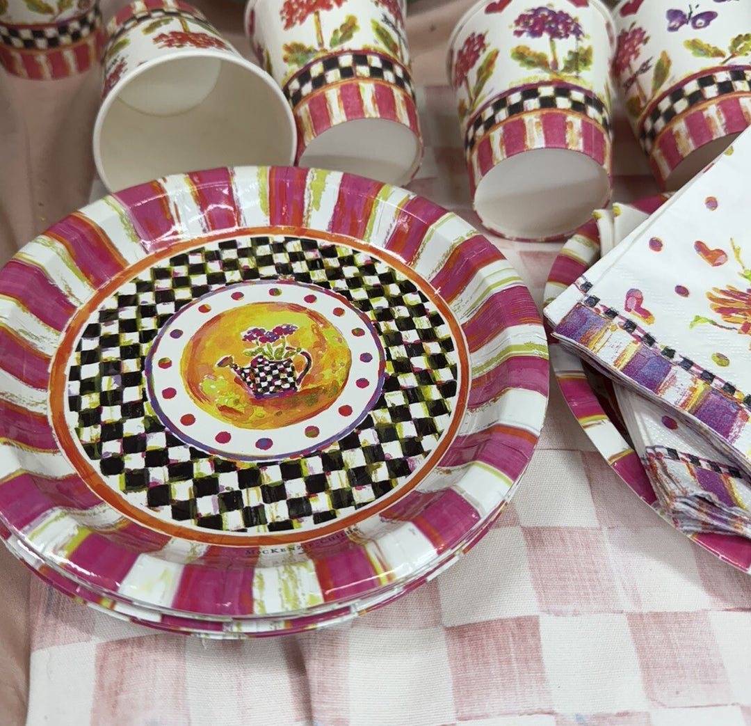 Mackenzie Childs Pixie Party For 12 - 12 Cups, 12 Plates - 20 Napkins - New
