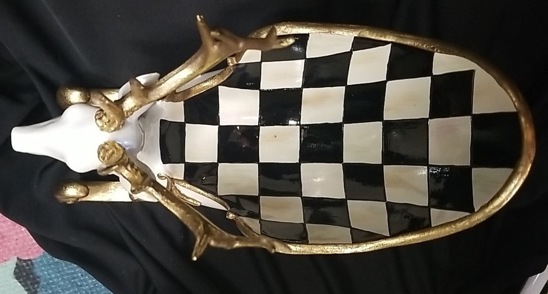 MacKenzie Childs Christmas Glam Up  Sleigh- White And Gold Reindeer