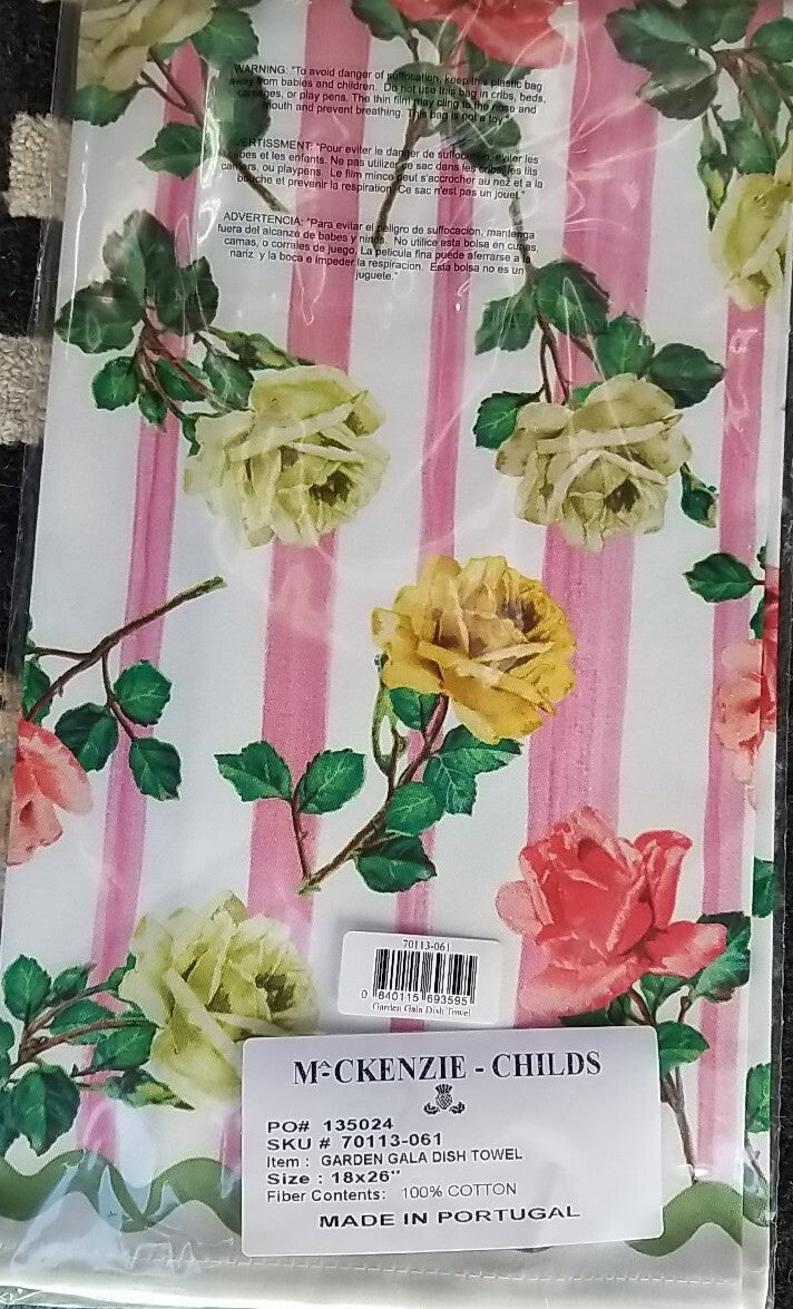 MacKENZIE CHILDS Garden Gala  DISH TOWEL W/matching Cocktail Paper Napkins