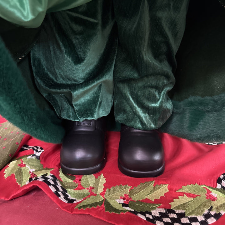 Mackenzie Childs Emerald Luxe  Large Santa With Bag Of Toys 37” Tall Nib Courtly