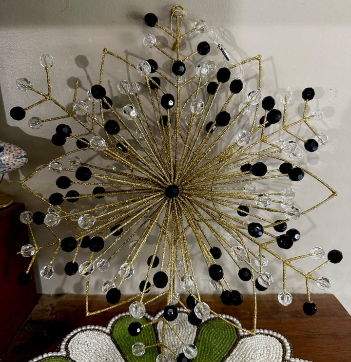Mackenzie Childs Gold Beaded 14”  Star - With Hanger Retired Design