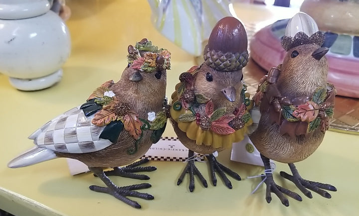 Mackenzie Autumnology Birds Childs Set Of 3 Figurines New In Box
