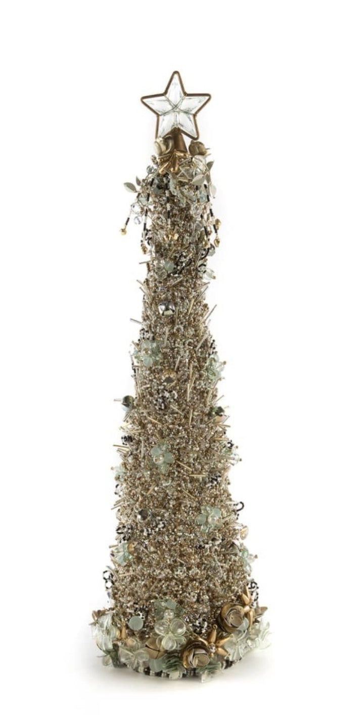 MACKENZIE Childs Snowfall  BEADED CHRISTMAS TREE MEDIUM 22” TALL NEW