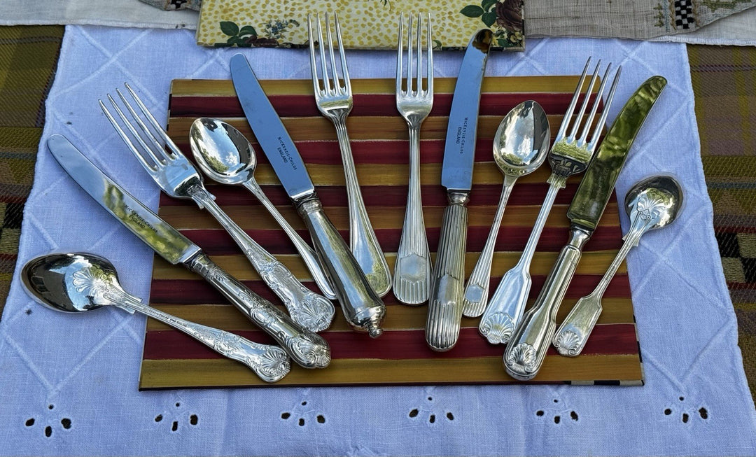 Mackenzie Childs Vintage  Silver-plate  Silverware Place Setting  Set Of 5