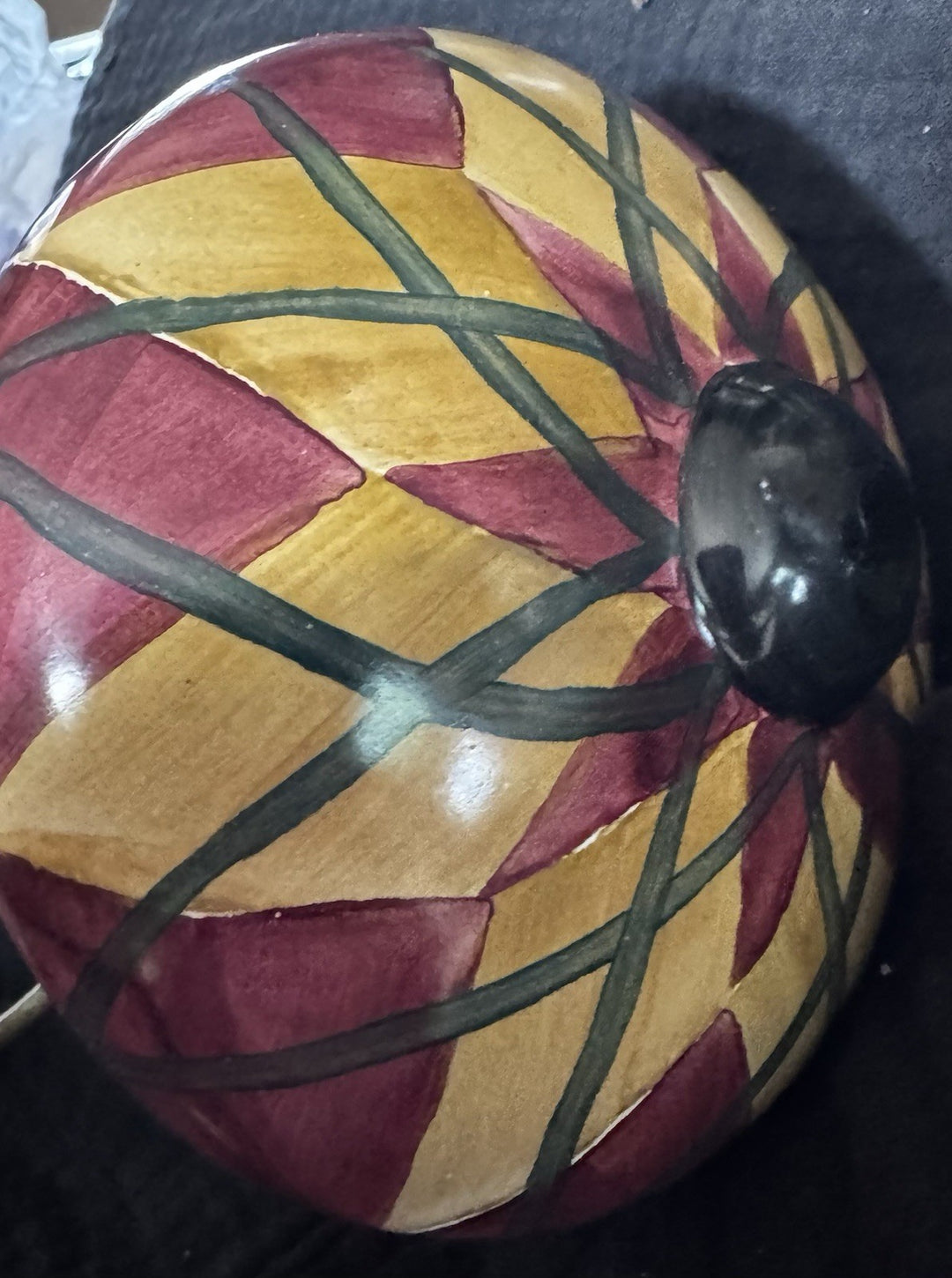 Mackenzie Childs  Argyle Frank And Mustard  Garden Ball- HTF - Ball Only