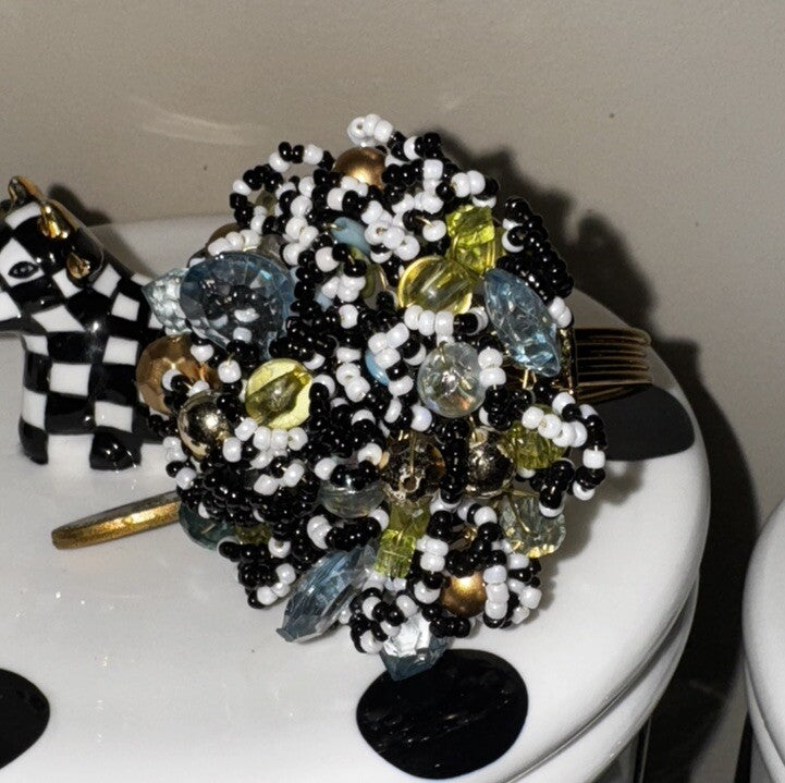 Mackenzie Childs BEADED Ocean  NAPKIN RINGS Retired Set of 2 New