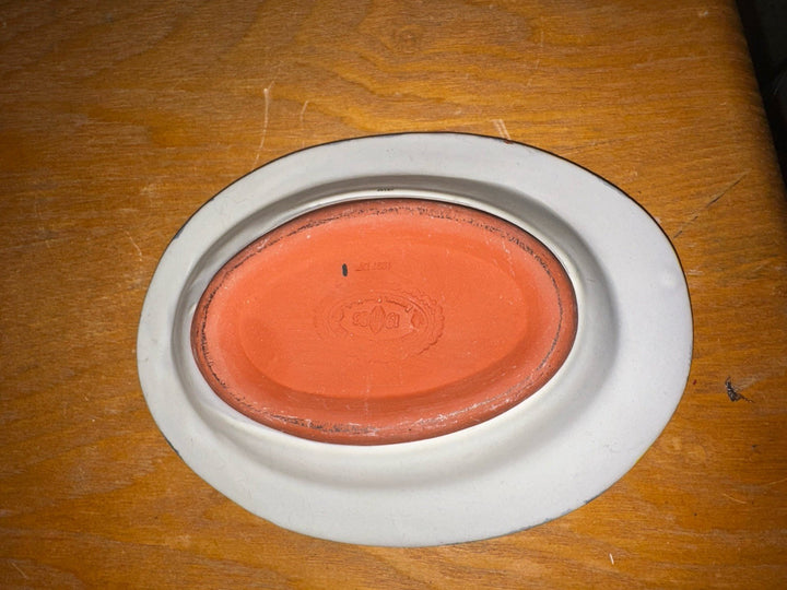 MacKenzie Childs Taylor Aalsmere  Small Oval Trinket Soap Dish 6.25" Ceramic1997