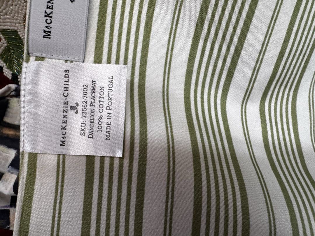 Mackenzie Childs Dandelion Striped Napkin NIP Set Of 2- Retired Pattern