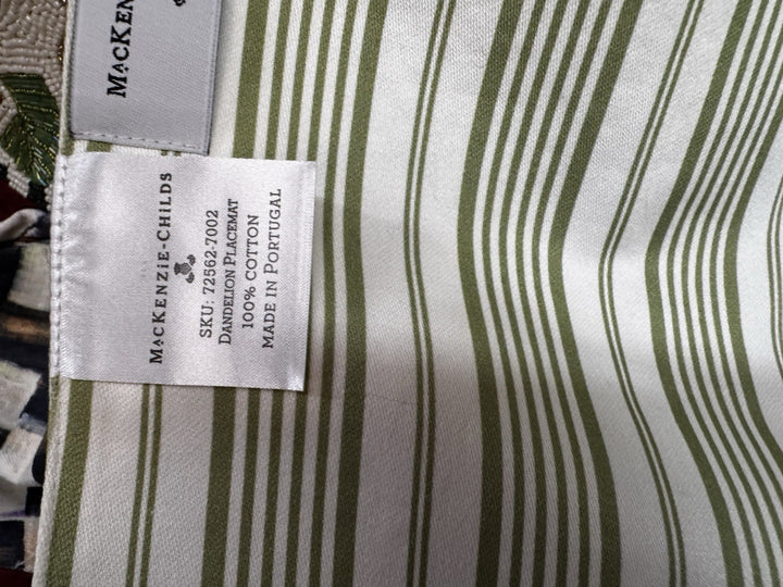 Mackenzie Childs Dandelion Striped Napkin NIP Set Of 2- Retired Pattern