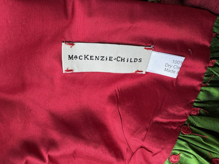 MacKENZIE CHILDS  Jester VELVET Holly Berry  And Silk TREE SKIRT 54”- Vintage