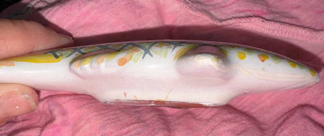 Mackenzie Childs  Yellow/ Orange/ Pink Green   Right Facing Fish Knob Pull-B