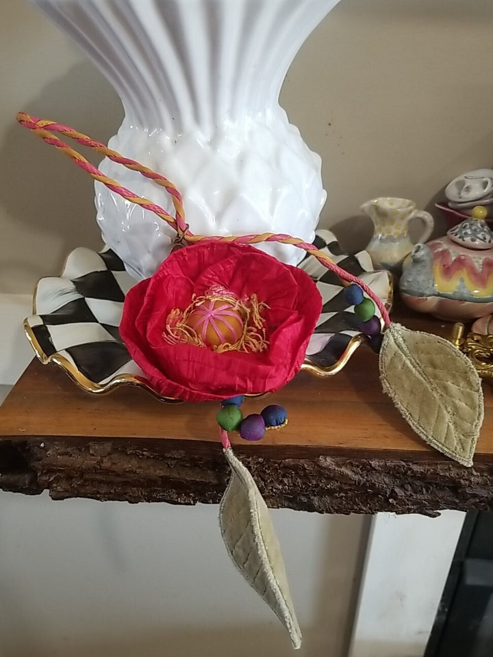 Mackenzie childs Wired Poppy Napkin Or Curtain Holder Set Of 2 -15"L